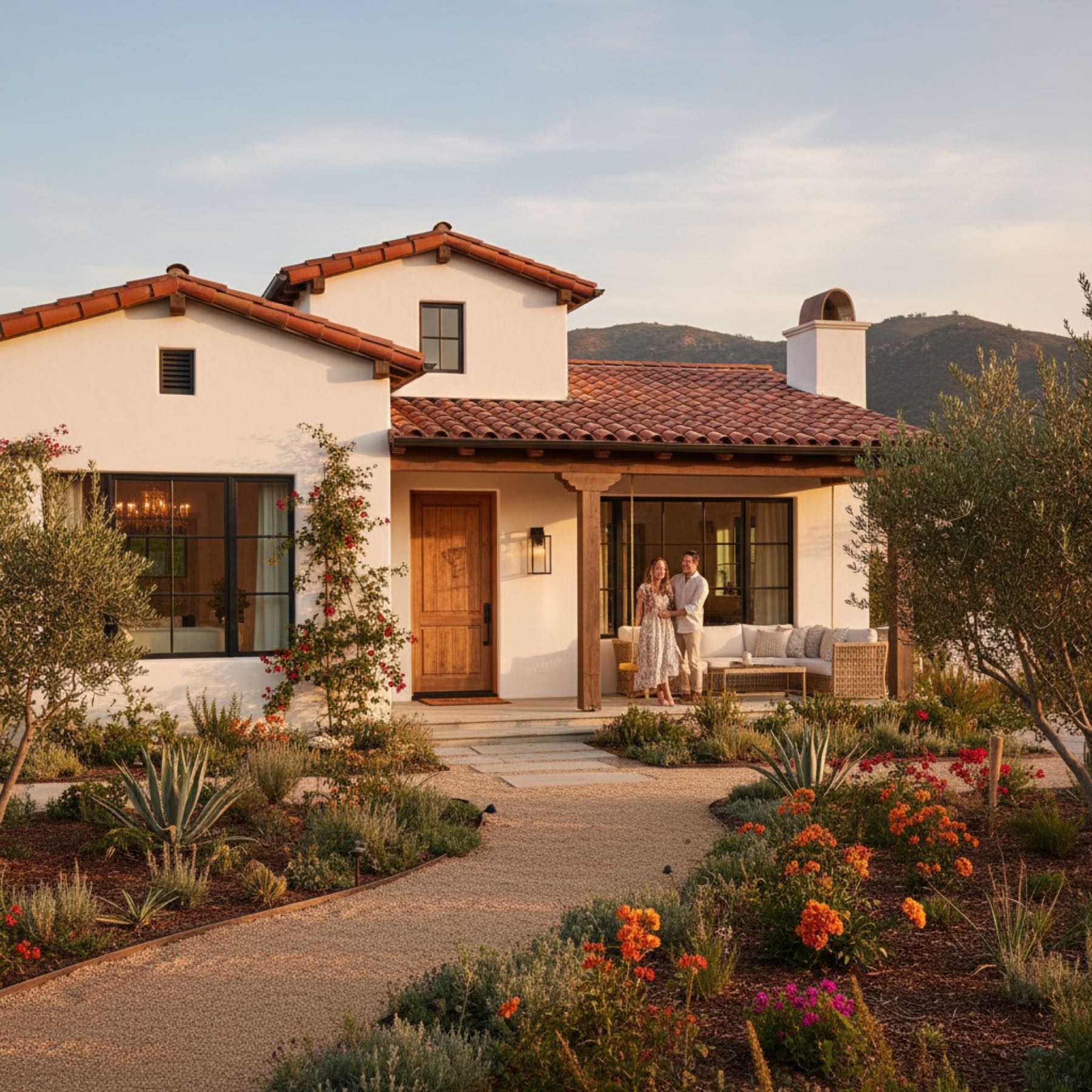 A beautiful renovated home at golden hour
